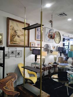 Mid Century Modern Tension Pole Shelf