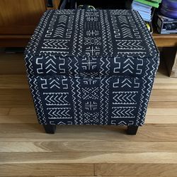 Small Black Geometric Tribal Ottoman Storage Box
