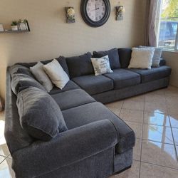 Beautiful And Comfortable Dark Grey Sectional Couch From Jerome's LIKE NEW 