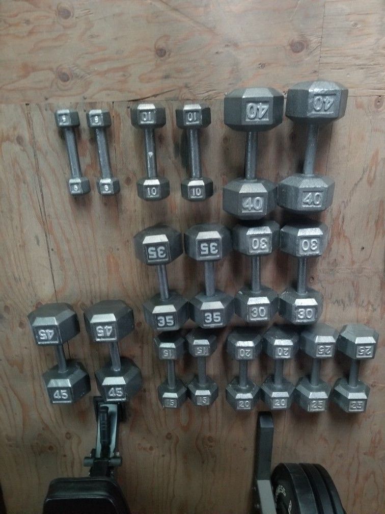 Cast iron Dumbbells weights set with Rack. 