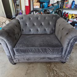 Upholstered Fabric Dark Gray Oversized Chair