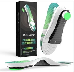 Bukihome Carbon Fiber Insoles for Men Women, Supercritical Performance Inserts for Basketball, Running, Tennis & High-Impact Activities Arch Support w