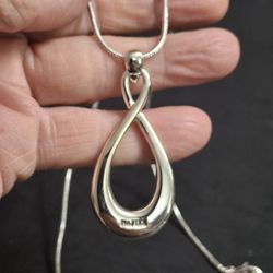 Napier 24" Snake Chain Pendant Necklace Featuring Infinity Design Pendant In Polished Silvertone 