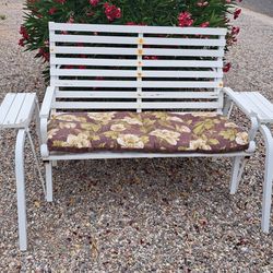 Vintage Outdoor Glider Rocker Bench With Side Tables