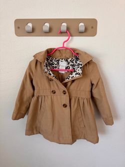 Tahari Baby Girls Trench Coat 18M Tan Leopard Lined Hooded Jacket