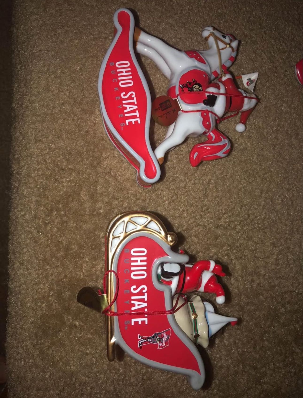 Ohio State Buckeyes Ceramic Christmas Tree Ornaments Danberry Mint- (8 total @ $35 each)