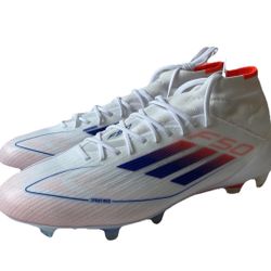 Adidas F50 Elite Mid FG Soccer Cleats White Blue Red Women's Size 10 ID9203