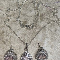 Sterling Silver And CZ Earring & Pendant Set