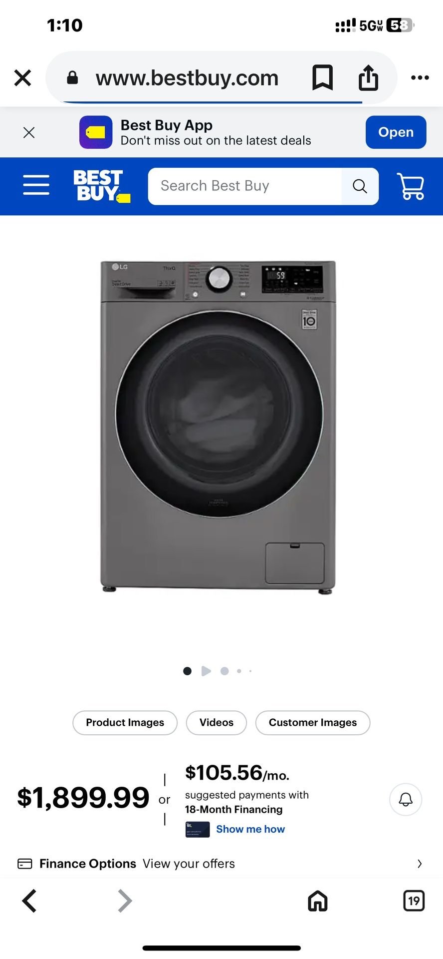 10 Month Old LG 2 In 1 Washer/Dryer