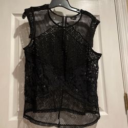 Black mesh top with zipper detail