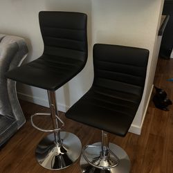 Black Faux Leather Bar Stools 