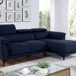 Brand New Plush Navy Blue Contemporary Style Sectional Sofa