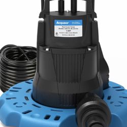 Acquaer 1/4 HP Automatic Swimming Pool Cover Pump, 115 V Submersible with 3/4” Check Valve Adapter & 25ft Power Cord, 2250 GPH Water Removal for Pool,