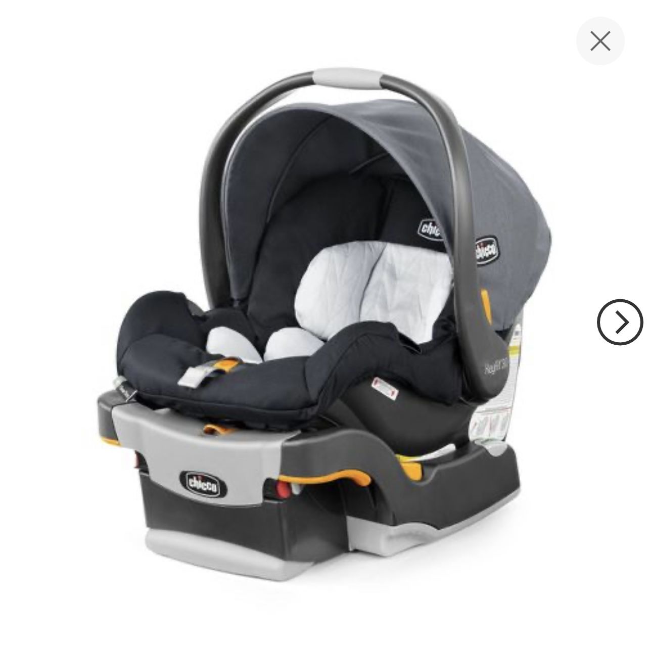 Chicco Infant Car Seat With Base. Gray In Color With Capacity Upto 30lb.
