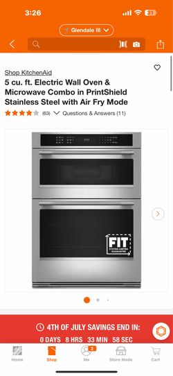 Shop KitchenAid 5 cu. ft. Electric Wall Oven & Microwave Combo in PrintShield Stainless Steel with Air Fry Mode