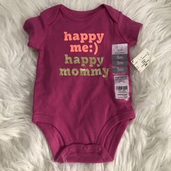 Carter’s 3M “Happy Me Happy Mommy” hot pink baby girl onesie/bodysuit NWT