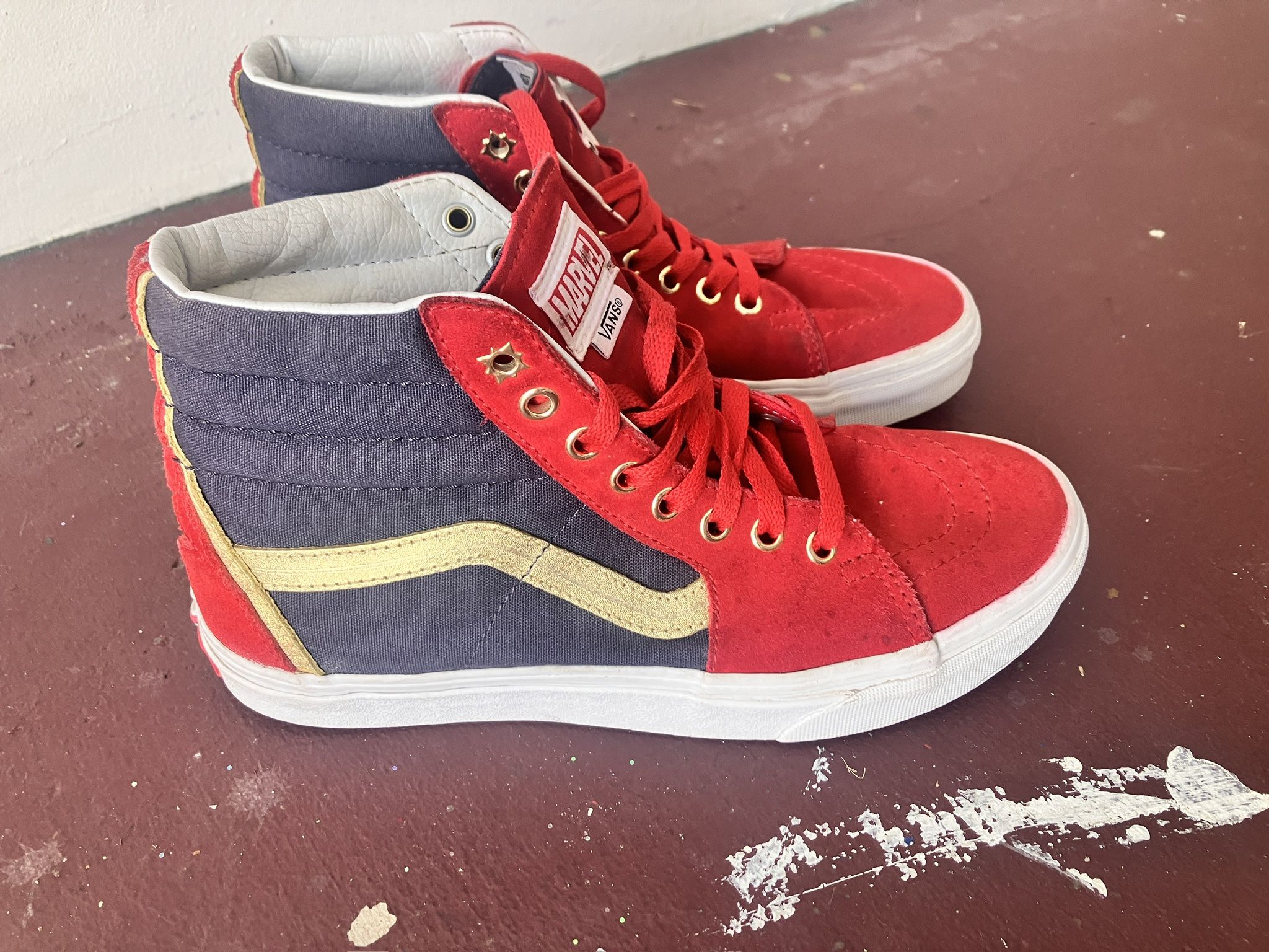 Vans x Marvel Captain Marvel Red and Gold High-Top Sneakers