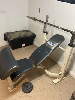 Home gym bench with bar