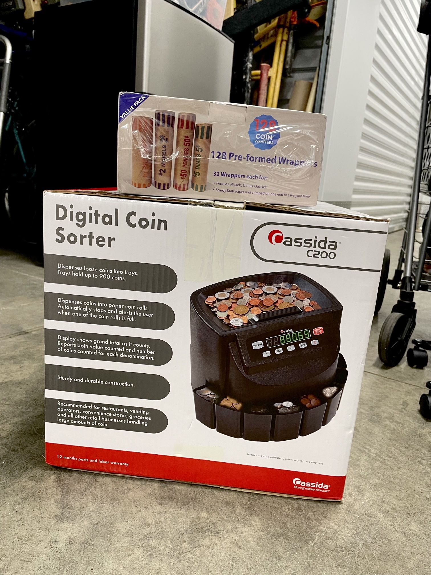 Cassida C200 Digital Coin Sorter with Coin Wrappers