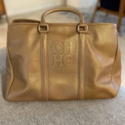 Carolina Herrera Gold Leather Matteo Tote