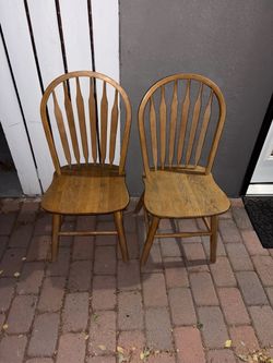 Set of 2 Windsor Wood Dining Chairs
