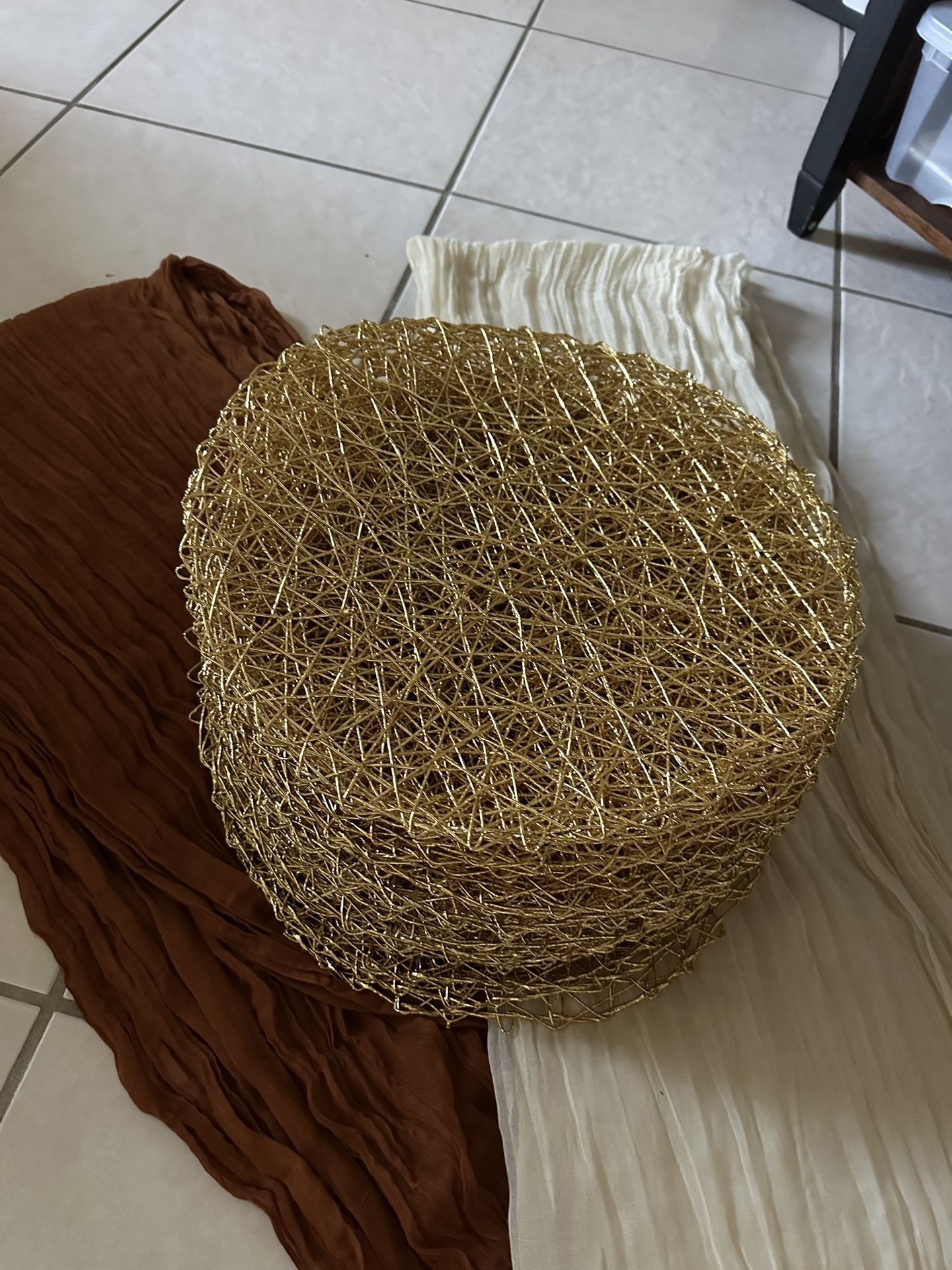 Rustic Cheesecloth Runners + Gold Placemats – $50 Bundle