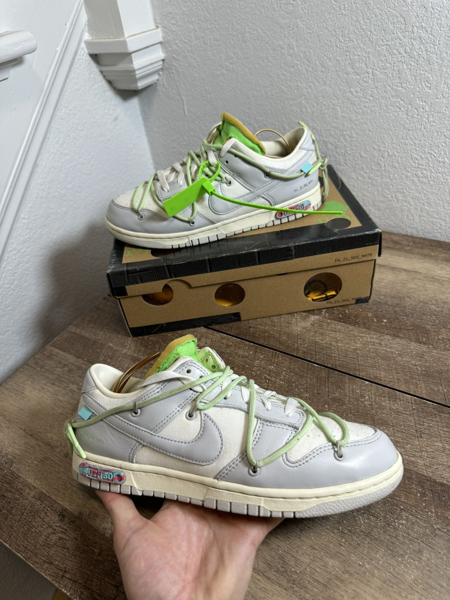 Nike Dunk Low Off-White “Lot 7” Style # DM1602-108 Size 8.5 Sneakers Shoes