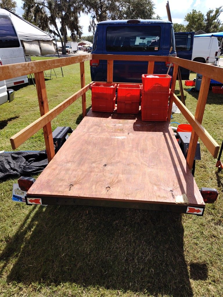 CUSTOM FOLDING Utility Trailer (4x8) - Space Saving w/ Wood Rack & Deck