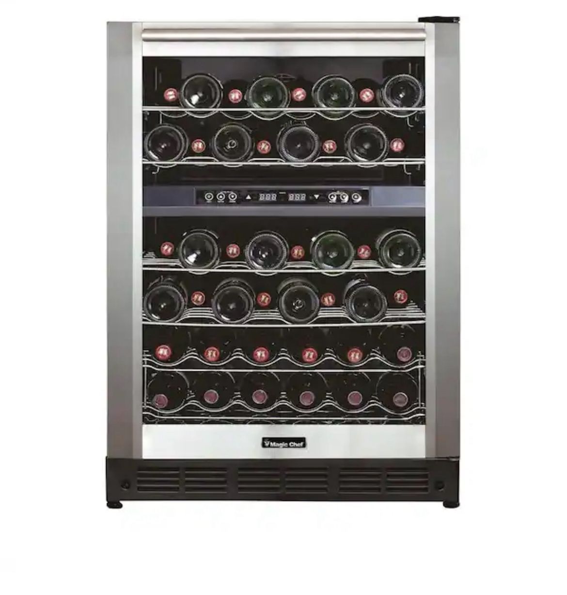 Magic Chef 44 Bottle Dual Zone Cooler in Stainless Steel