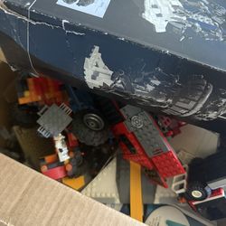 Box of used legos + lego imperial probe droid