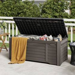 OUTDOOR DECK BOX LARGE 120 GALLON SIZE GRAY WATERPROOF AND LOCKABLE BRAND NEW IN BOX!!!