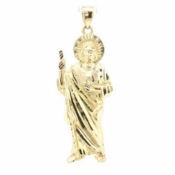 Men’s 14k Yellow Gold Large 2.5” Inch Saint St. Jude Pendant for Necklace GP3138912