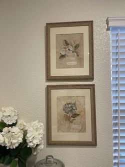 Set Of 4 Framed Wall Floral Art 11x17