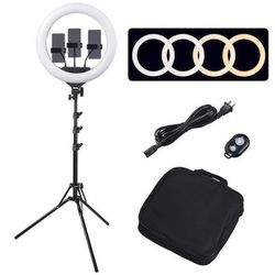 BRAND NEW 18” Ring Light for Multi-Platform Live Streaming with 3 Adjustable Phone Holders and Tripod StandNew 18” Ring Light for Multi-Platform Live 