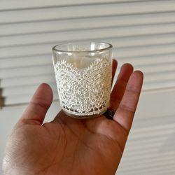 (23) White Lace Wrapped Votive Candles With Battery Operated Candles | Wedding Decor, Party Decor, Event Decor 