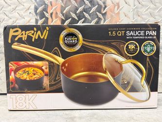 Parini 18K Golden Chef 1.5 Qt Nonstick Ceramic Titanium Saucepan Lid