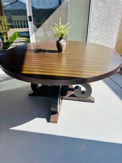 Round Wood Dining Table with Pedestal Base
