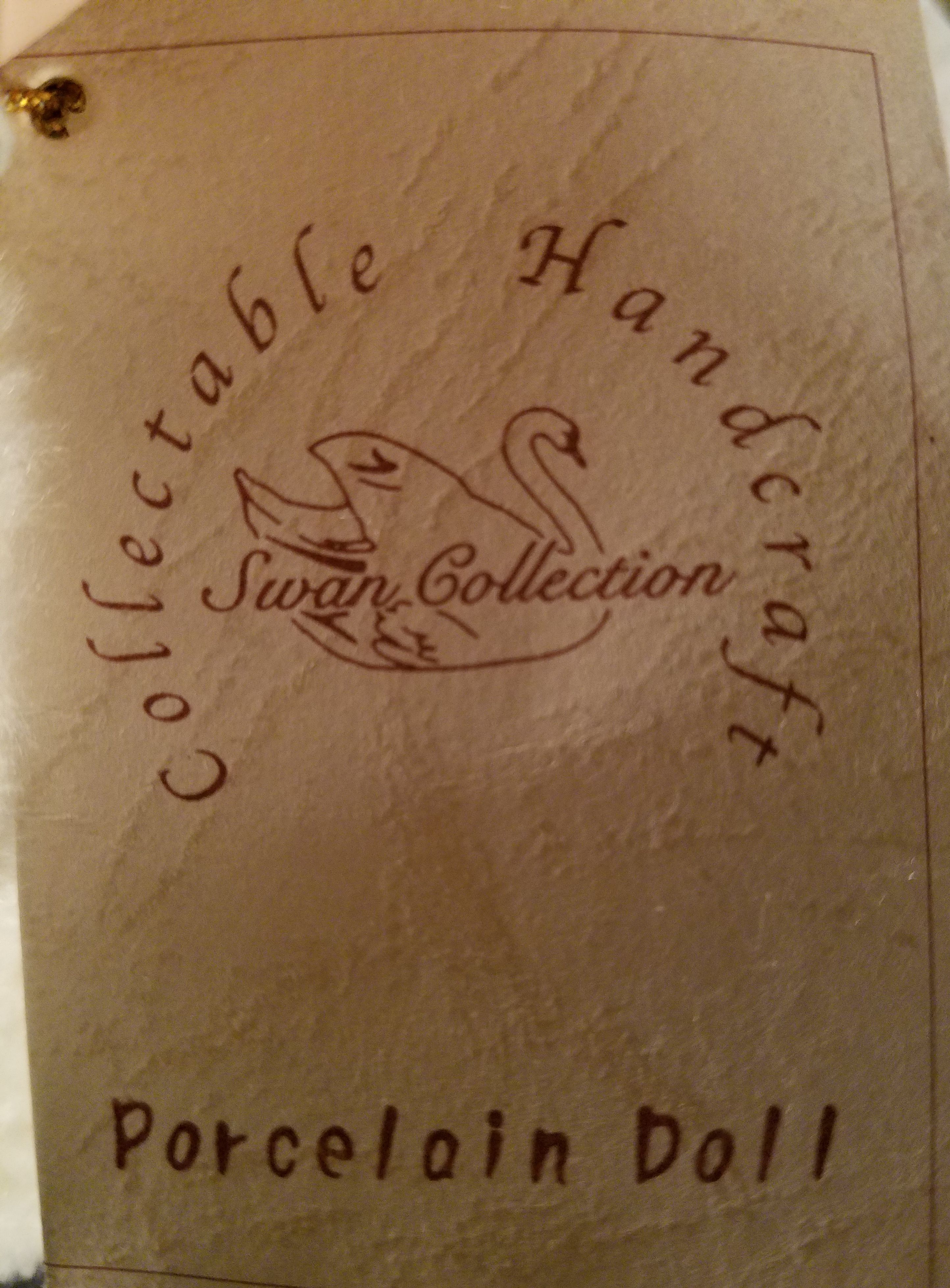 22" Tall Swan Collection Porcelain Doll Amber blonde hair brown eyes with stand for Sale in