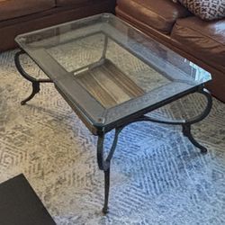 Glass Top Metal Base Coffee Table