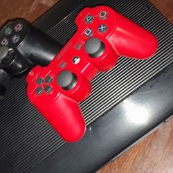 PS3 7 GAMES AND 1 BLACK AND ONE RED CONTROLLER 