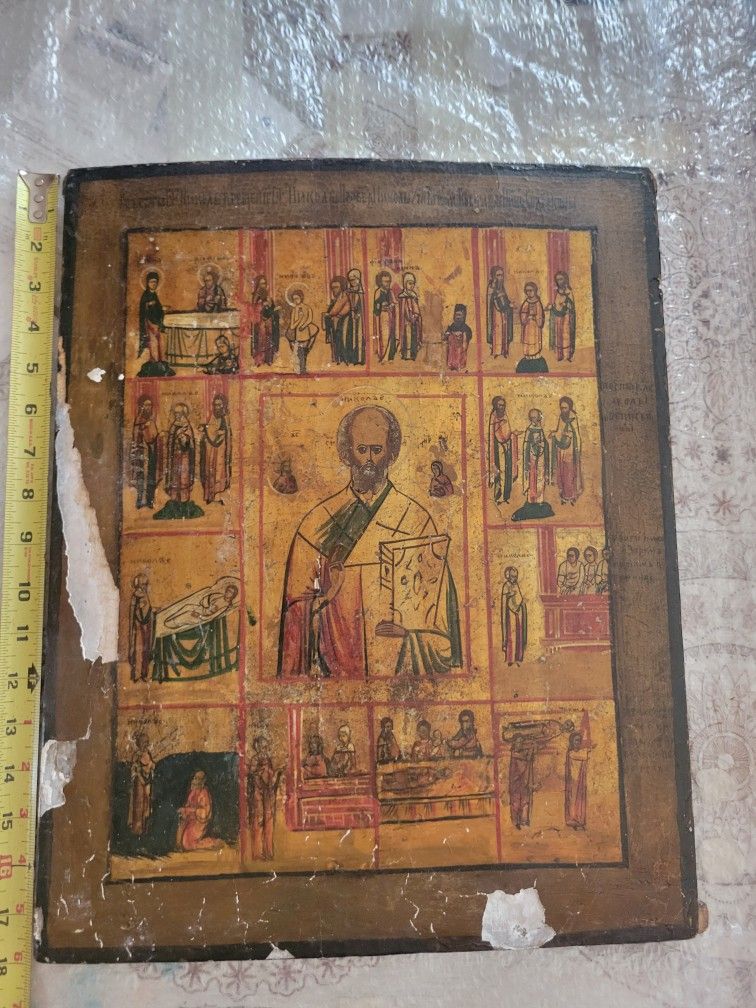 18th Century RUSSIAN ICON depicting 12 Supper Scenes