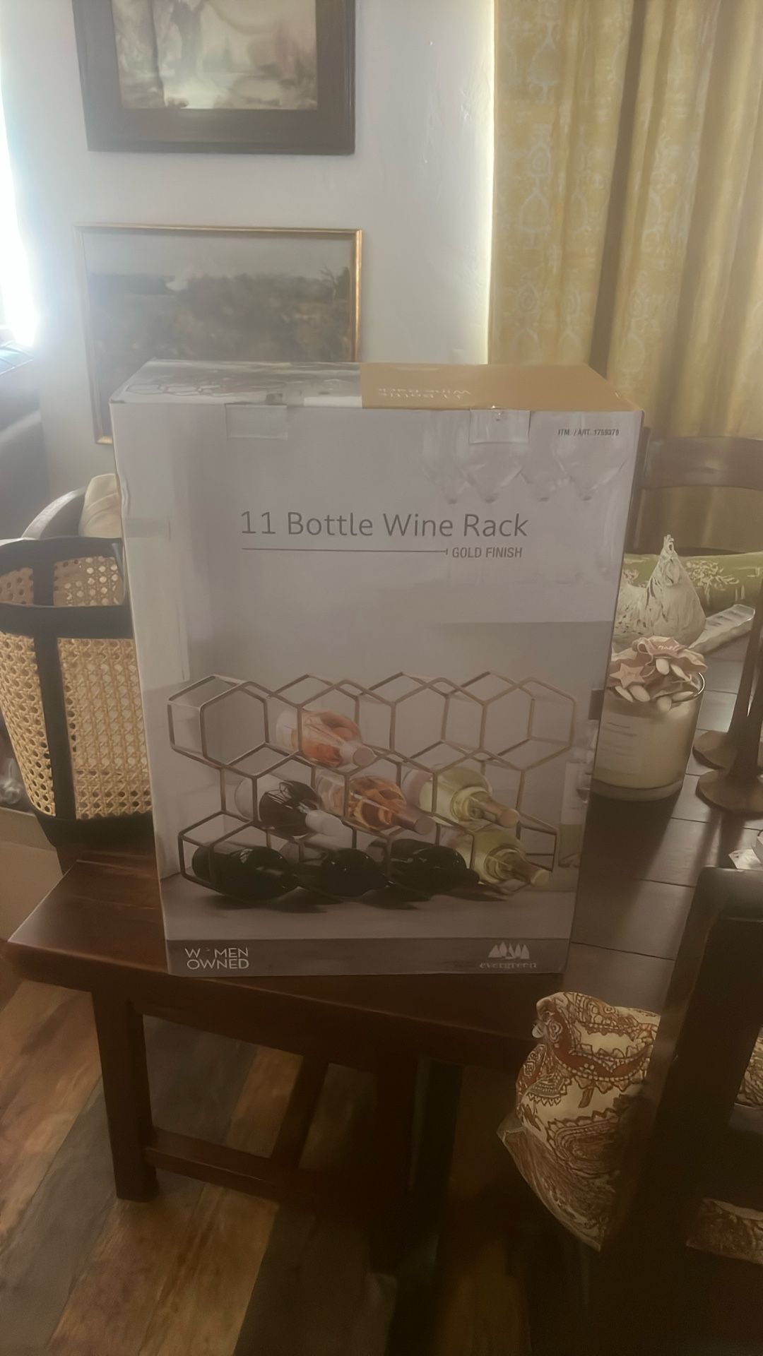 11 Bottle Wine Rack Gold Finish