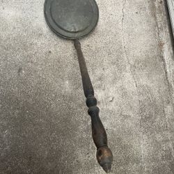 Antique Copper Bed Warming Pan 18th/19th Century Wood Handle Patched Bottom