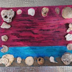 Acrylic Canvas 3D Painting With Seashells 