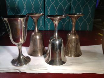 $ 1279.00. VINTAGE 1950's. GORHAM SILVER WATER/WINE GOBLET SET OF 4 NON WEIGHTED