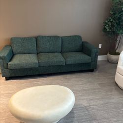 Green Square Arm 3 Seat Sofa