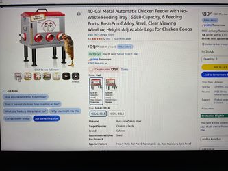 Brand new 10 gal metal automatic chicken feeder with no waste feeding tray 55lb