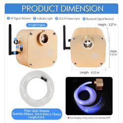 tarlight Headliner Kit 550pcs 0.03in 9.8ft, 16W Twinkle Fiber Optic Star Roof Lights for Car, Controlled with APP/RF Remote