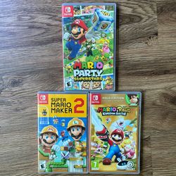 3 GAME BUNDLE! - Super Mario Maker 2, Mario Party Superstars, And Mario + Rabbids Kingdom Battle!
