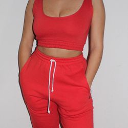 Women’s Size Large Red Sweatsuit Pants Set